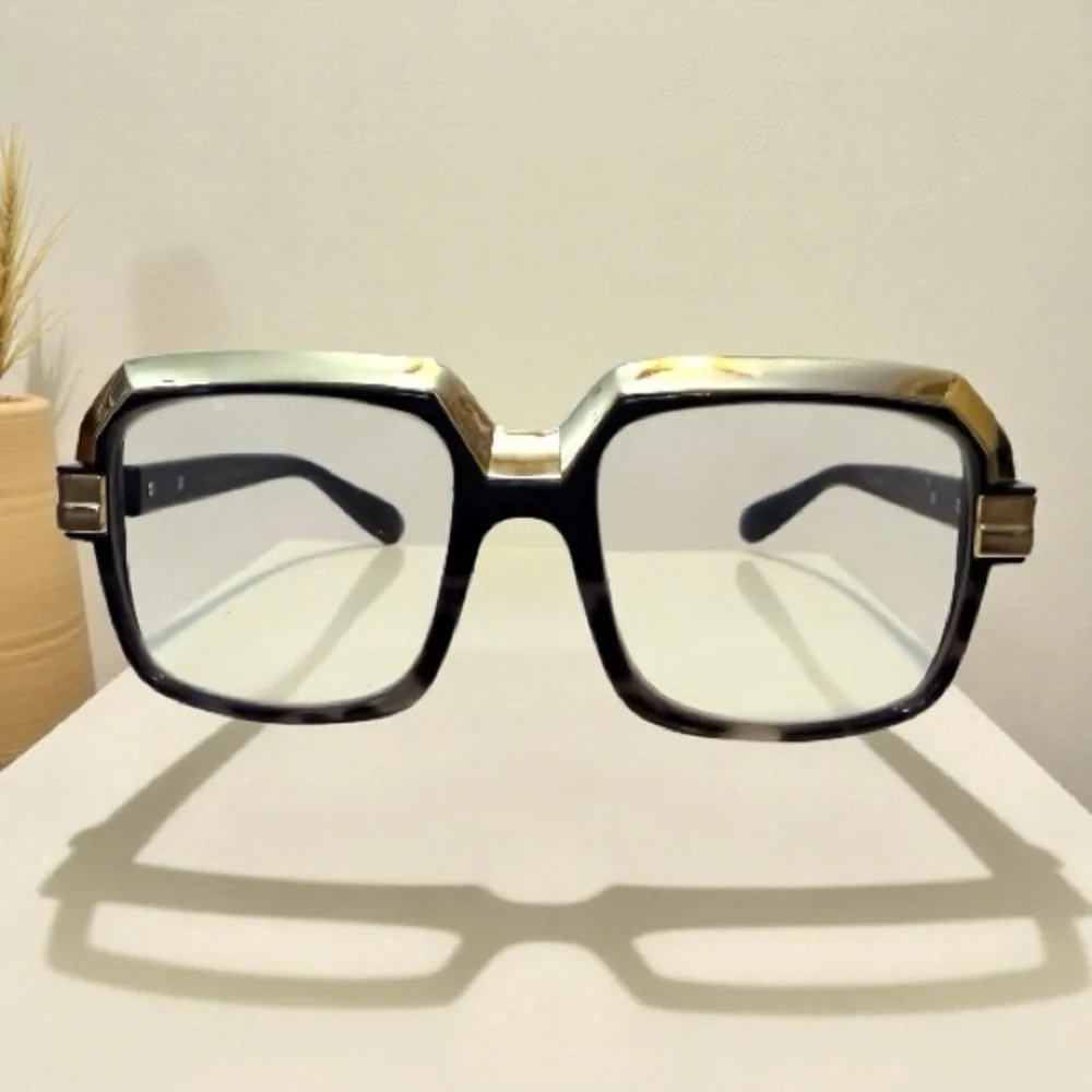 ✨ Black & Gold Oversized Square Glasses – Statement Frames, Prescription Ready